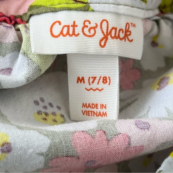 •Cat & Jack• Girls Short Sleeve Floral Peasant Top - Size Medium (7/8) - Picture 2 of 7